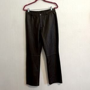 VTG Eddie Bauer Size 10 Chocolate Brown Lambskin Leather Quiet Luxury Pants